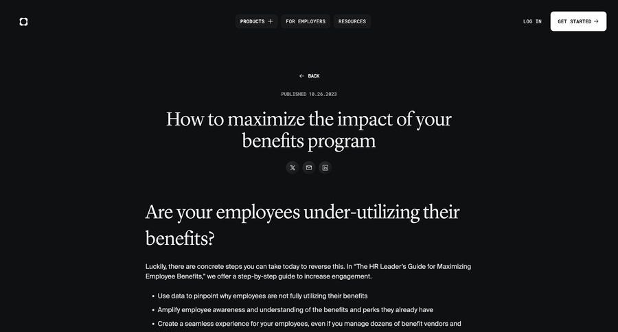Origin Financial
			article newsletter b2b marketing ui page example