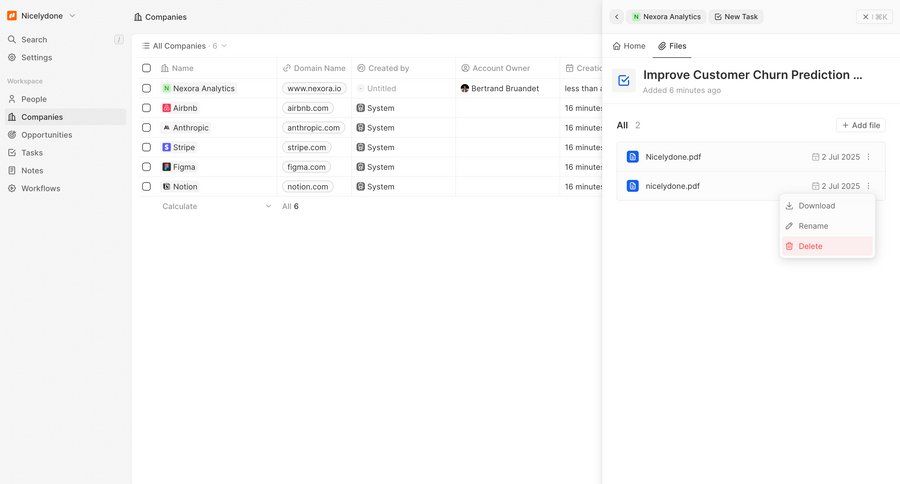 Twenty
			 task management file management document list ui page example