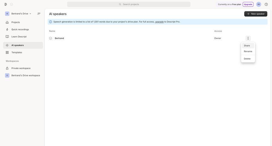 Descript
			list collection team management configuration sidebar navigation artificial intelligence delete list management sidebar menu table ui page example