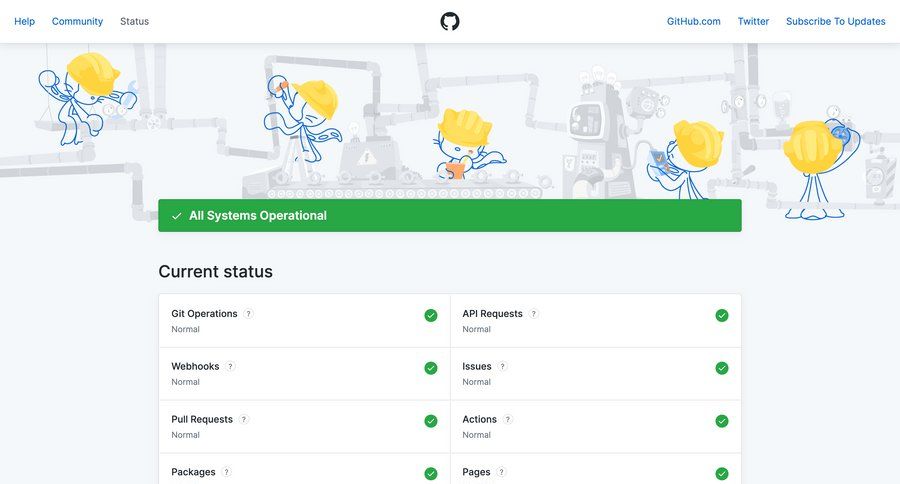 Github
			system status version history ui page example