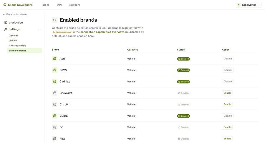 Enode
			settings integration settings collection settings configuration settings table headers sidebar table ui page example