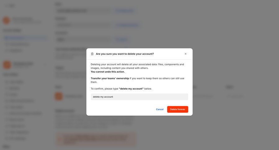 Creatopy
			 account management form confirmation account settings account deletion cancel deletion security confirmation message data privacy ui page example