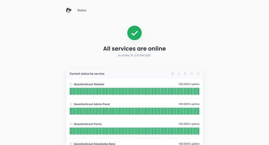 QuestionScout
				system status ui page example