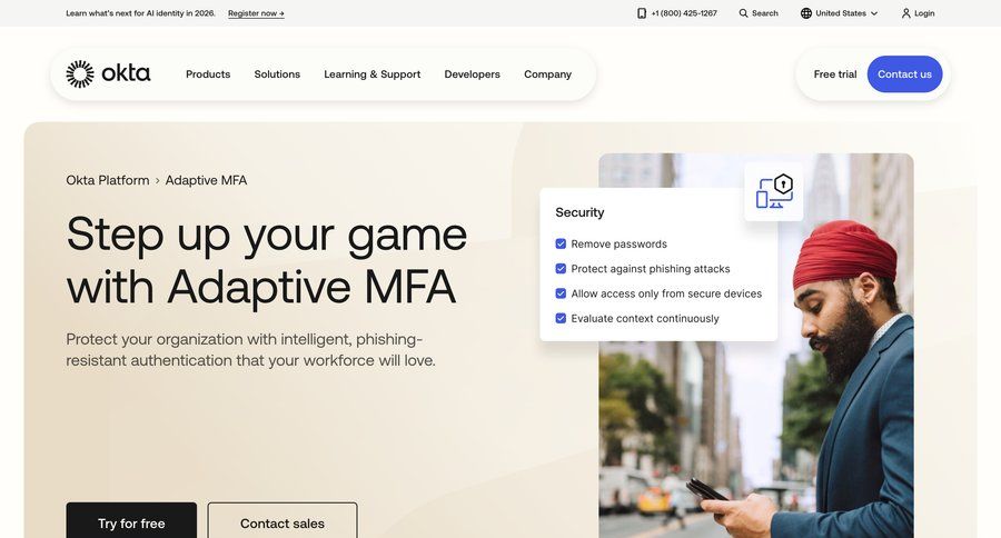 Okta
				multi-factor authentication (mfa) ui page example