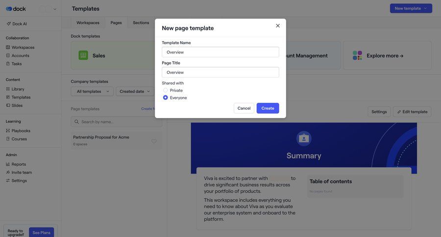 Dock
			 modal dialog data entry template creation ui page example