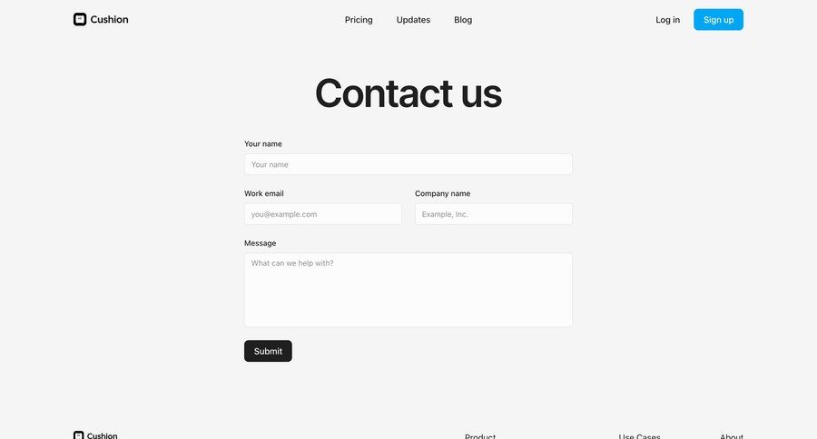 Cushion
			 contact us ui page example
