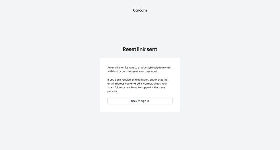 Cal.com
				password reset page example