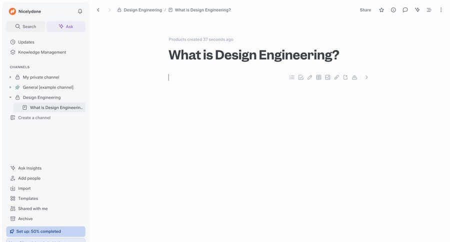 Slite
			 document editing document sharing knowledge management menu ui page example
