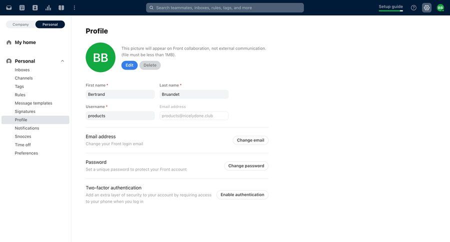 Front
			 collaboration settings sidebar navigation form account setup user settings authentication profile management password management security user communication change password user termination trainings ui page example