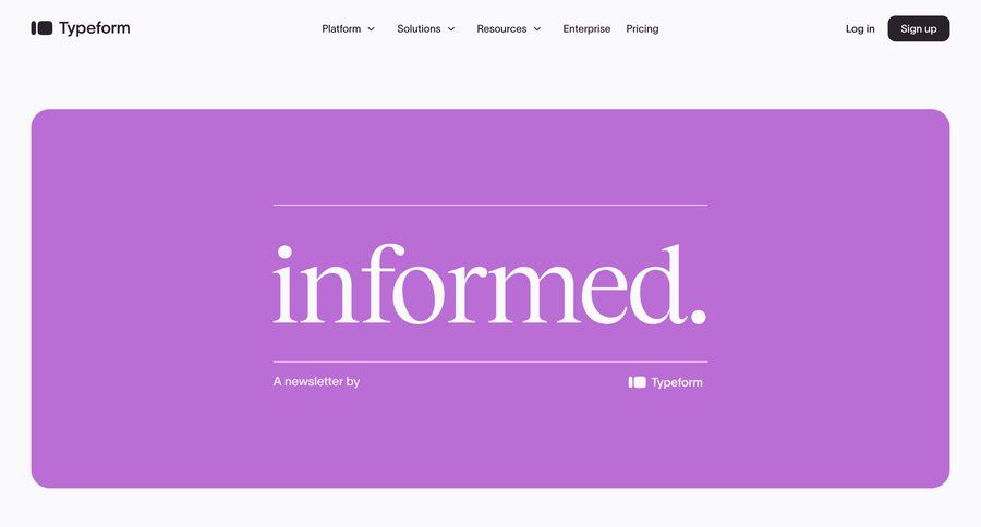 Typeform
				newsletter ui page example