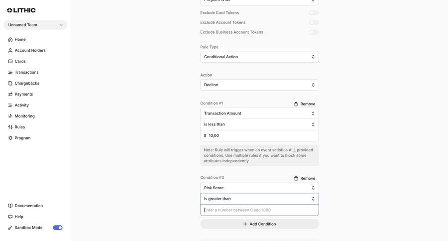 Lithic
				settings ui page example