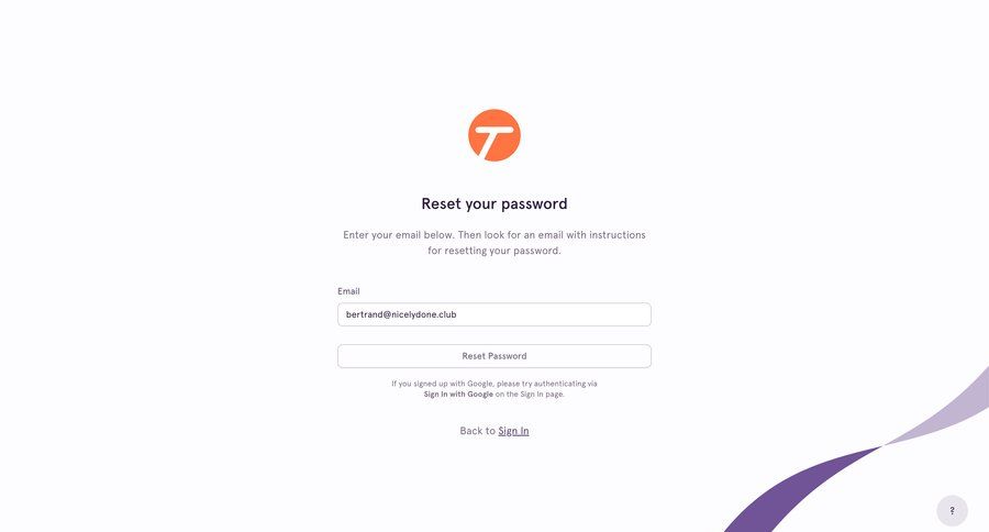 Tango
				password reset page example