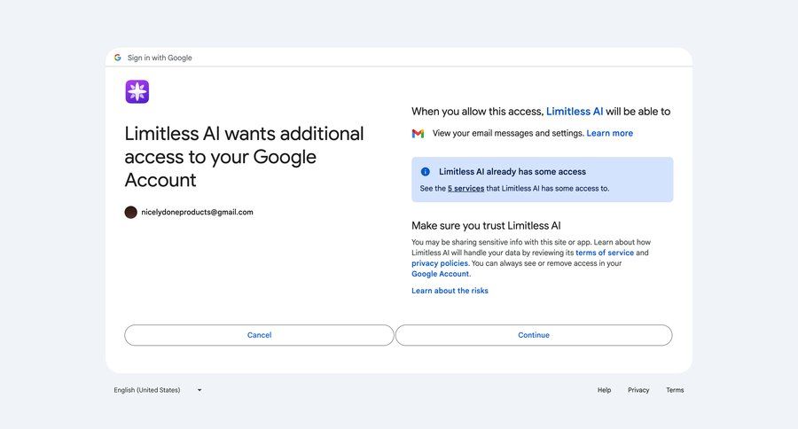Limitless
			request access authentication security account management summary modal screen ui page example