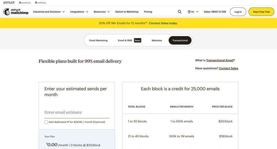 Mailchimp
			 pricing calculator ui page example