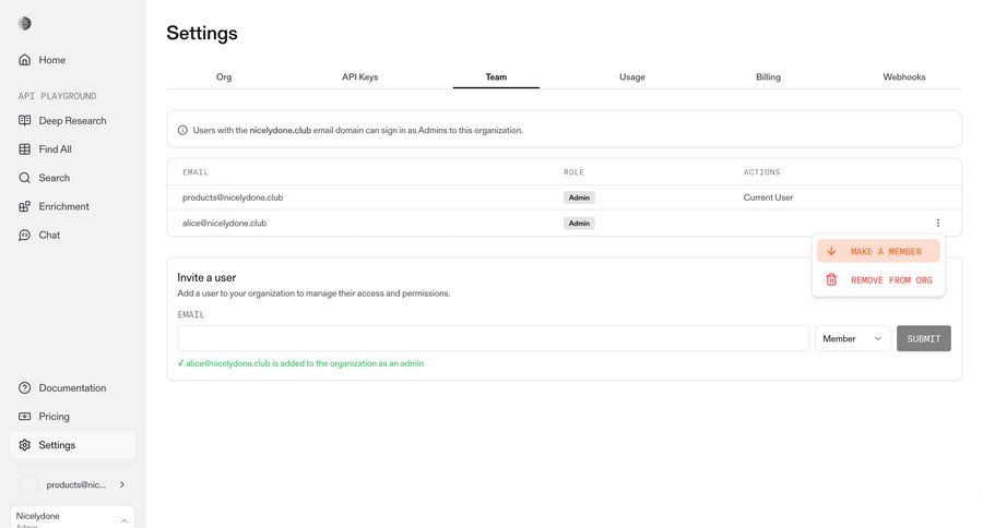 Parallel
			 configuration settings user management form account settings user invitation menu table ui page example