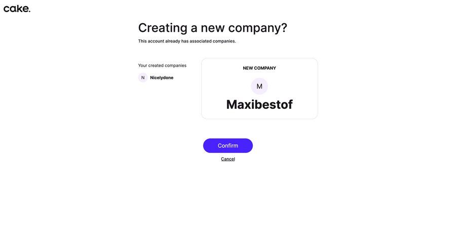 Cake
			 account management confirmation screen ui page example