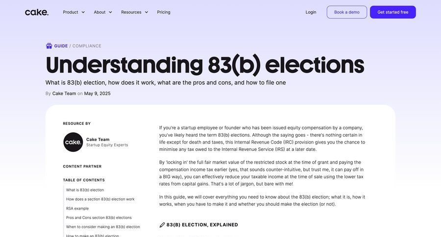 Cake
				article ui page example