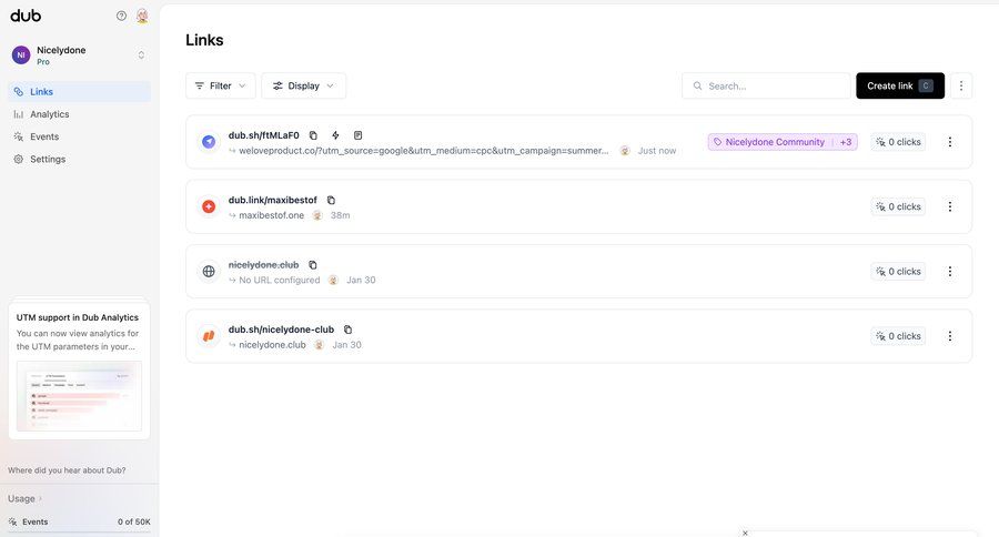 Dub
			 dashboard data analytics data display manage links sidebar lists menu modern ui page example