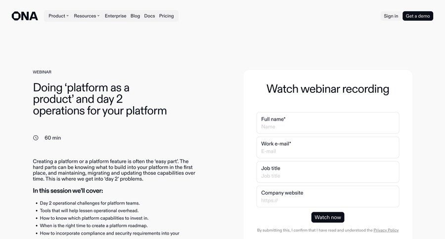 Ona
			 b2b marketing ui page example