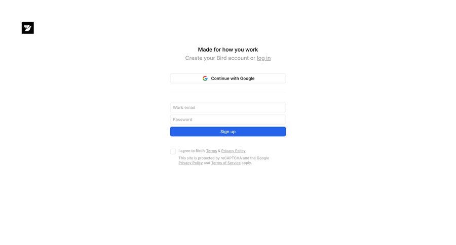Bird
				signup ui page example