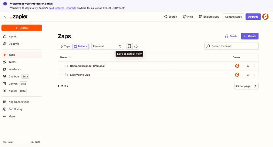 Zapier
			 dashboard sidebar navigation automation create navigation bar menu search bar pagination ui page example