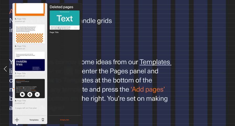 Readymag
			 grid dark theme tutorial sidebar edit mode ui page example