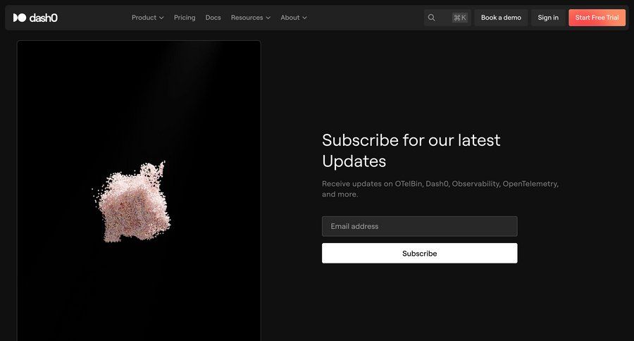Dash0
				newsletter ui page example