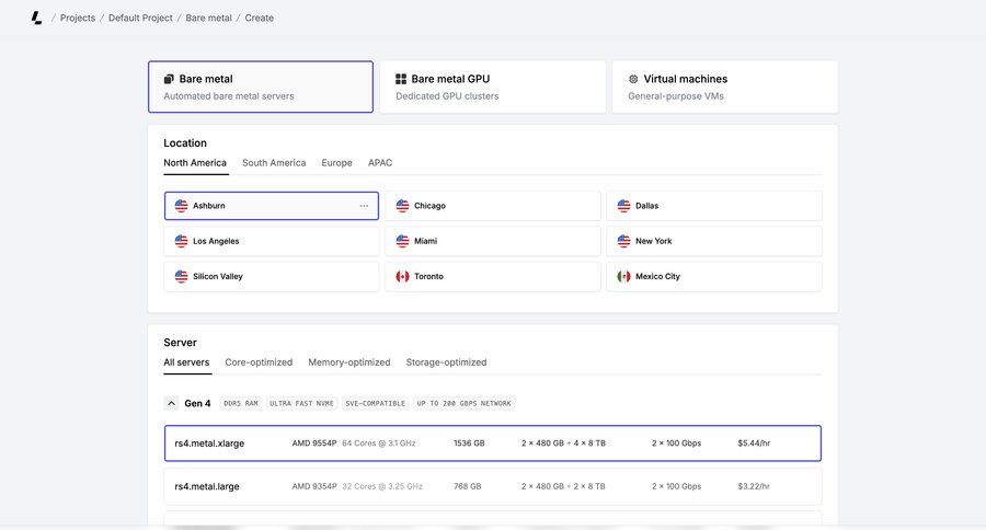 Latitude.sh
			 pricing calculator ui page example
