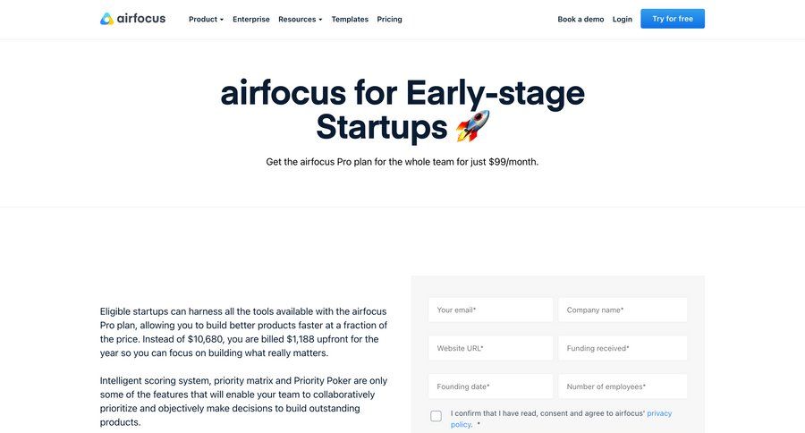 Airfocus
			startup & non-profit program affiliate program blog templates ui page example