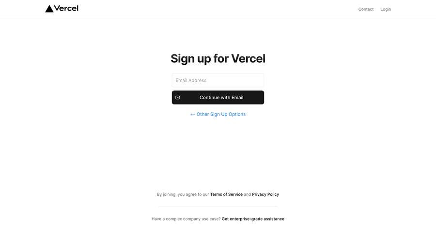 Vercel
				signup page example