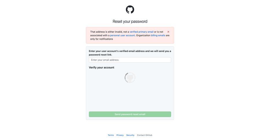 Github
				password reset page example
