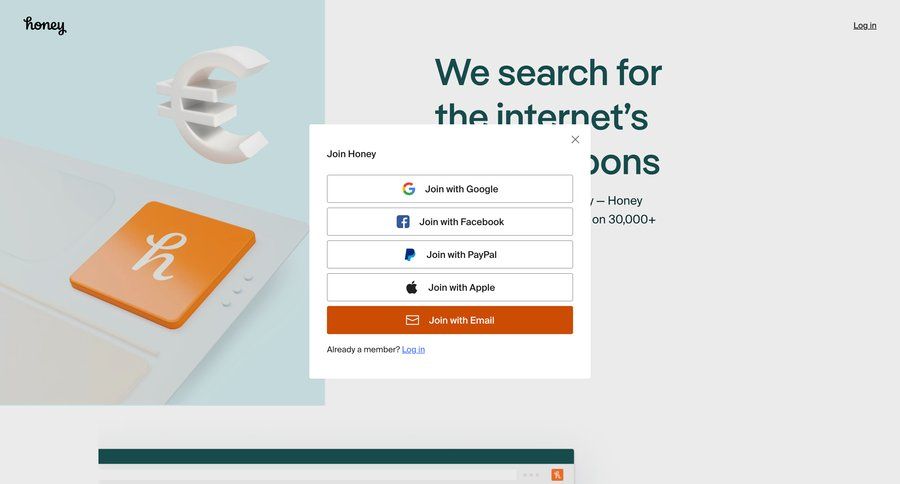 Honey
				signin page example