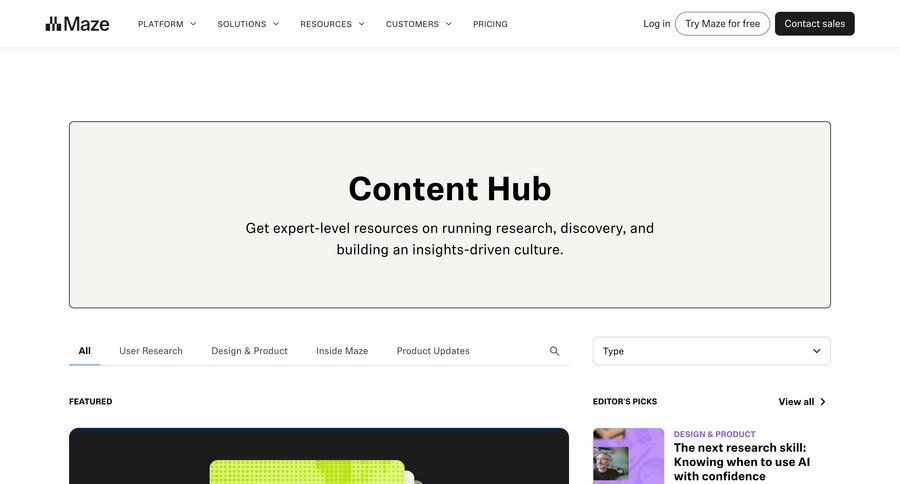 Maze
			 newsletter signup case studies ui page example