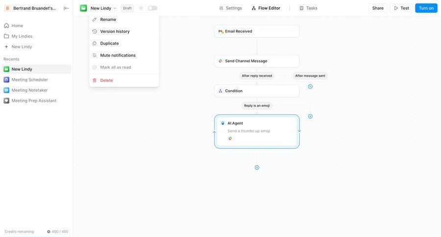Lindy
			 configuration sidebar navigation grid workflow automation editor workflow management notification management sidebar menu version history ui page example