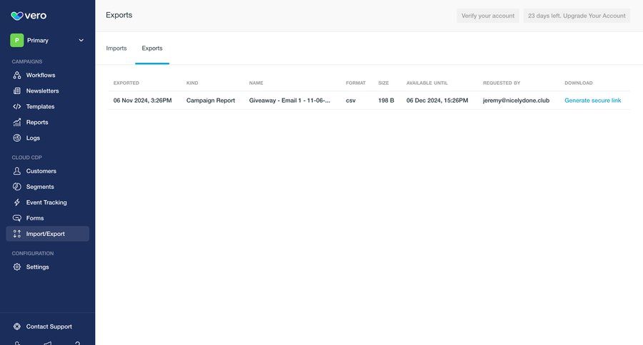 Vero
			 data management configuration account management data export import data data display wizard sidebar data import import file import tool import wizard table file picker download report ui page example