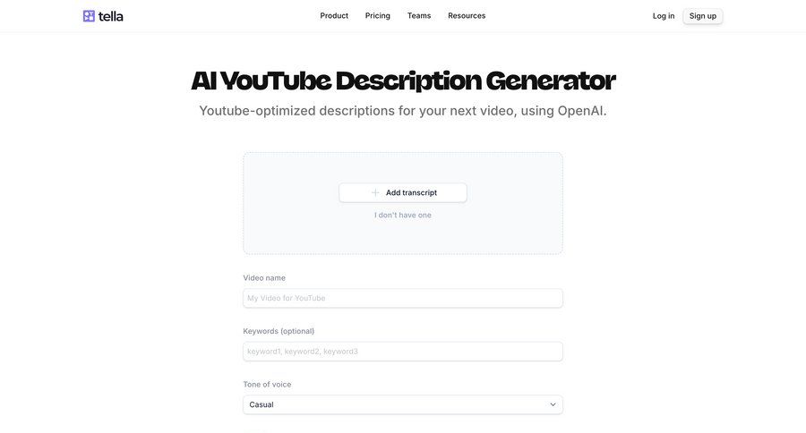 Tella
			 form call recording call transcript transcript ui page example