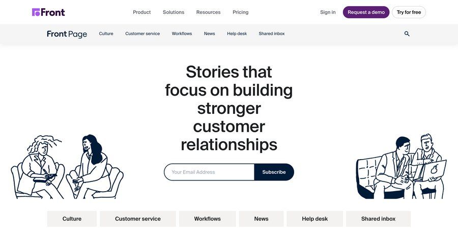 Front
			 free tier customer stories blog templates suggestion ui page example