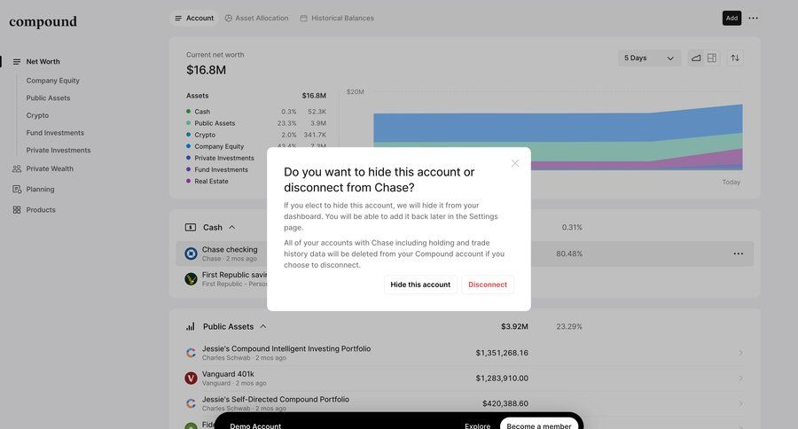 Compound
				modal & popover page example