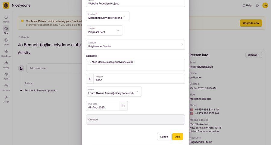 Outseta
			 modal screen project management onboarding form project creation data entry create ui page example