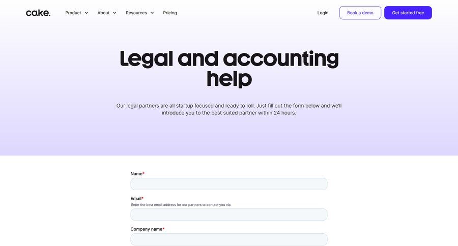 Cake
				form ui page example
