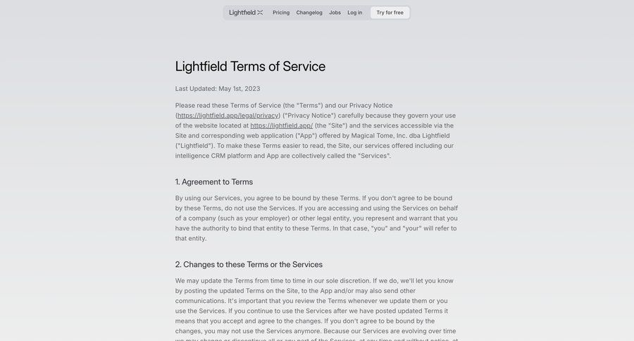 Lightfield
				terms & conditions ui page example