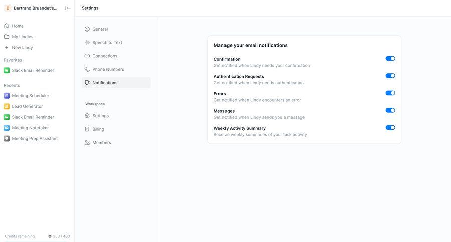Lindy
			 configuration settings sidebar navigation notification management email sidebar navigation menu notification settings ui page example