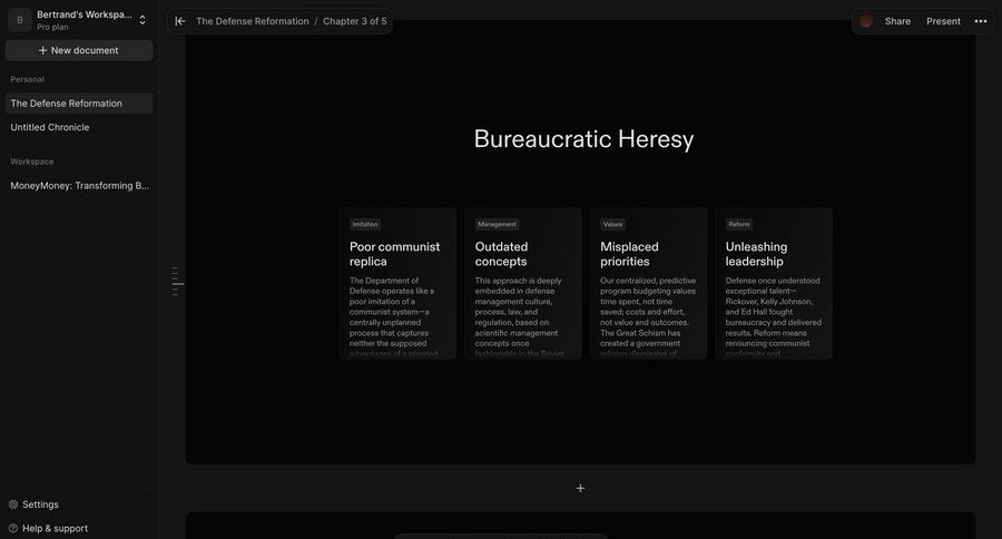 Chronicle
			 document sharing document creation knowledge management ui page example