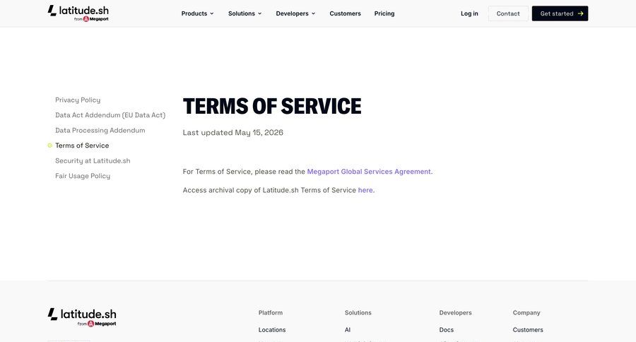 Latitude.sh
				terms & conditions ui page example