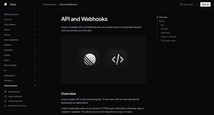 Linear
			 integration setup ui page example
