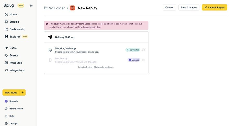 Sprig
			 form user research save changes alert message new create setup ui page example