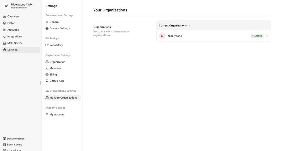 Documentation.AI
			 configuration settings sidebar navigation organization management hierarchical navigation sidebar navigation bar documentation modern analytics ui page example