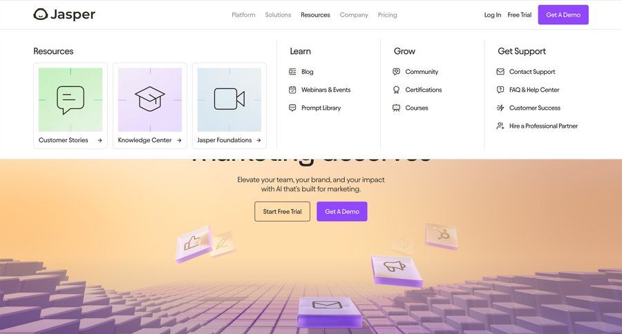 Jasper
				landing page page example