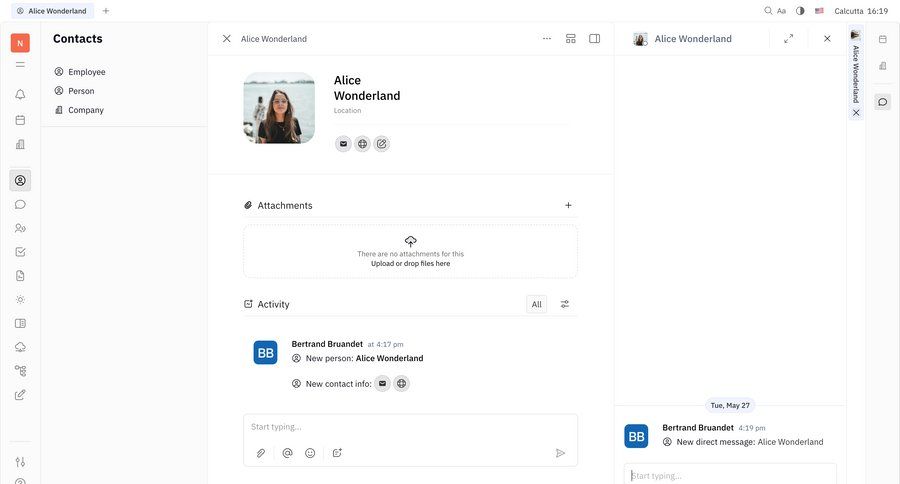 Huly
			 sidebar navigation grid split screen full-screen layout attachment content hierarchy sidebar communication chat upload file chat interface ui page example