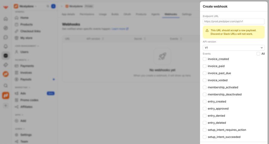 Whop
			 api integration ui page example